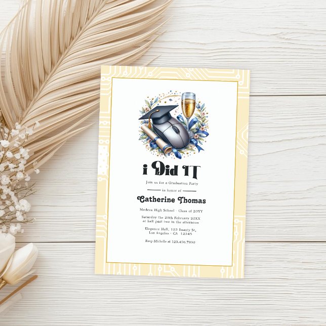 Jag gjorde IT Computer Science Studentfest Photo Inbjudningar (I Did IT Computer Science Graduation Party Photo Invitation)