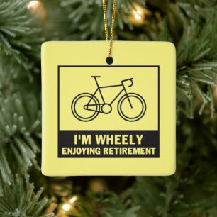 Jag gläder mig verkligen åt Pension Funny Bicycle Julgransprydnad Keramik