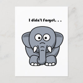 Jag Glömde Inte Söt Rolig Grå Elefant Tecknad Film Vykort