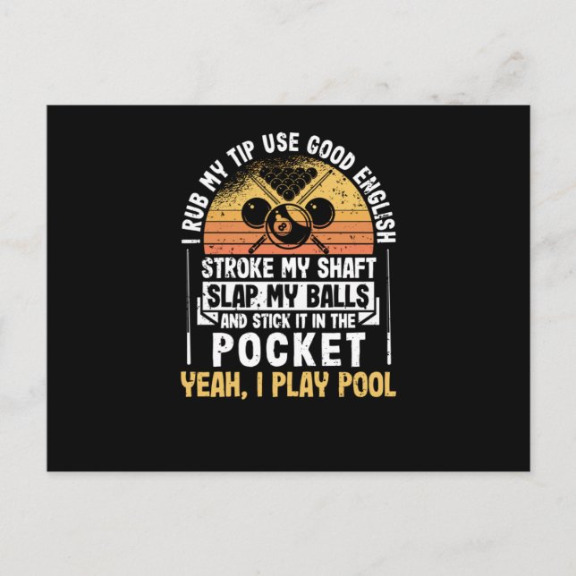 Jag gnider min topp skojiga poolspelare biljard vykort (Framsida)