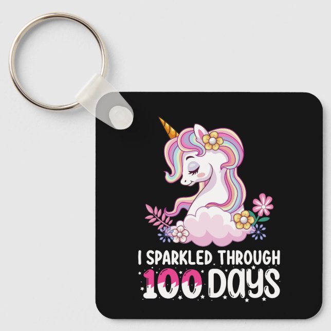 Jag gnistrade genom 100 dagars skola enhörning nyckelring (Framsida)
