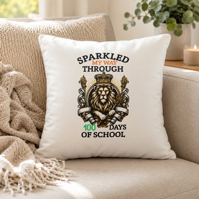 Jag gnistrade min väg genom 100 dagar 100:e dagen  kudde (I Sparkled My Way Through 100 Days 100th Day Throw Pillow)