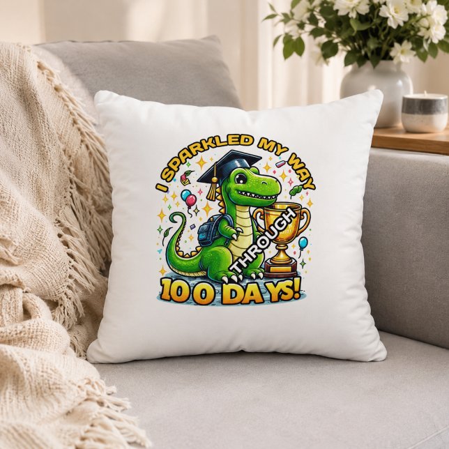 Jag gnistrade min väg genom 100 dagar 100:e dagen  kudde (I Sparkled My Way Through 100 Days 100th Day Throw Pillow)