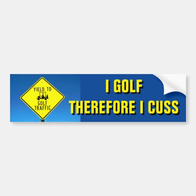 Jag Golf Cuss-Golf Cart Bumper Sticker Bildekal (Framsidan)