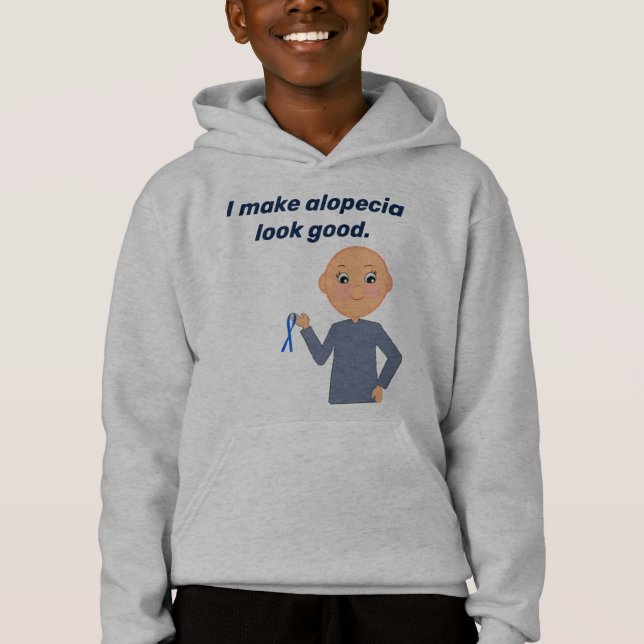 "Jag gör Alopecia Titta Bra med Cute Tecknad Kid T Shirt (Framsida)
