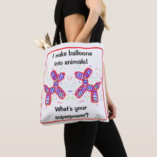 Jag gör ballonger i djursvabster tygkasse
