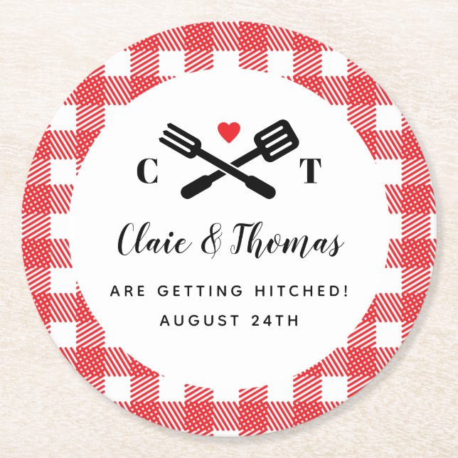 Jag gör BBBQ Red Picnic Cocktail Decor Underlägg Papper Rund (Framsidan)