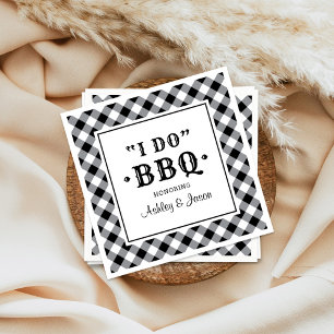 Jag gör BBQ Black Gingham Personligt bröllp Monogr Pappersservett