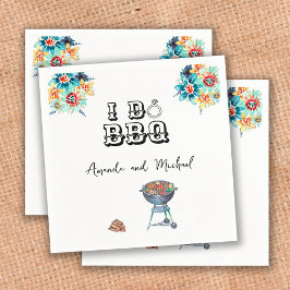 Jag gör BBQ Blommig Förlovningsfest Par Bröllopsdu Pappersservett