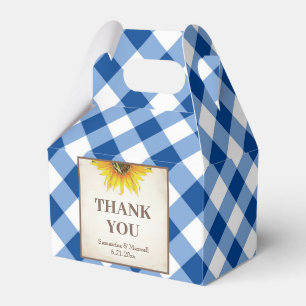 Jag gör BBQ Blue Gingham Sunblomma Favor Box Presentaskar