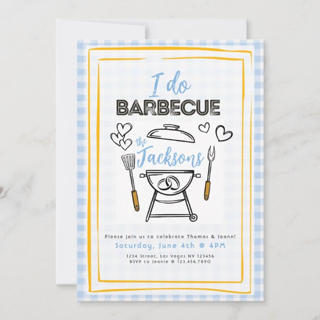 Jag gör BBQ bröllop eller förlovningsfest inbjudan (Framsida)
