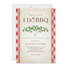 Jag gör BBQ bröllopsinbjudningar Röd Gingham-mönst