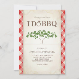 Jag gör BBQ bröllopsinbjudningar Röd Gingham-mönst Inbjudningar