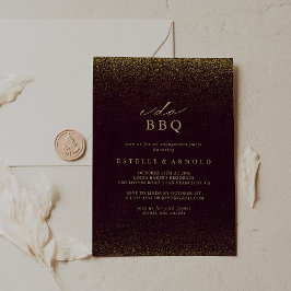 Jag gör BBQ Burgundy Guld Glitter Förlovningsfest Inbjudningar
