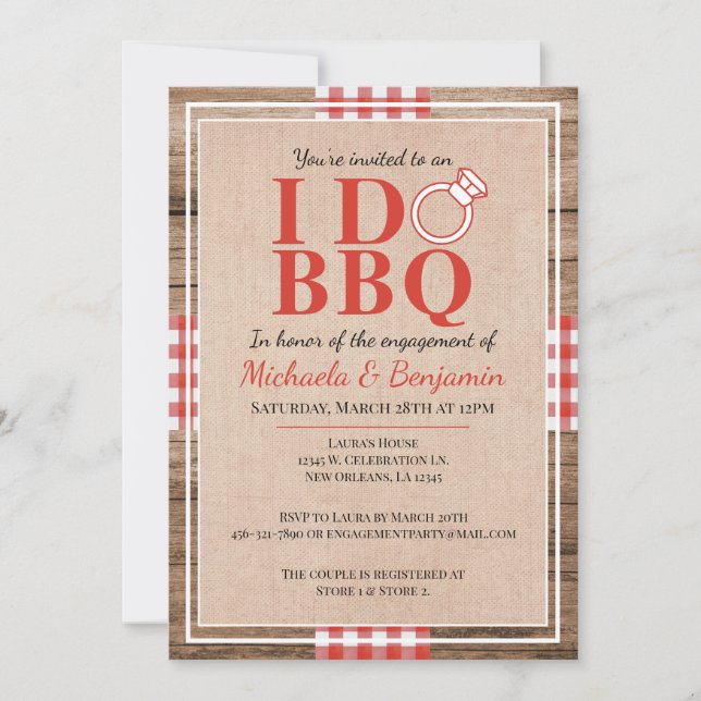 Jag gör BBQ-fest engagemangskalas Bröllopsdusch Inbjudningar (Framsida)