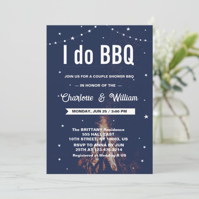 Jag gör BBQ Förlovning Bröllop Par Bröllopsdusch  Inbjudningar (Stående Fram)