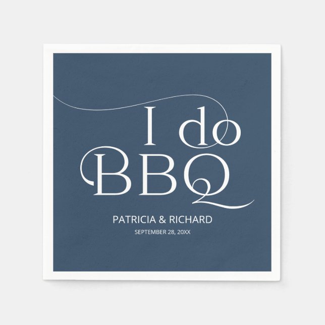 Jag gör BBQ Förlovningsfest Blå Pappersservett (Framsidan)