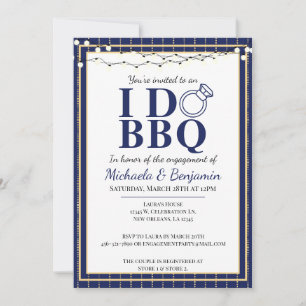 Jag gör BBQ Förlovningsfest Blue Par Shower Inbjudningar