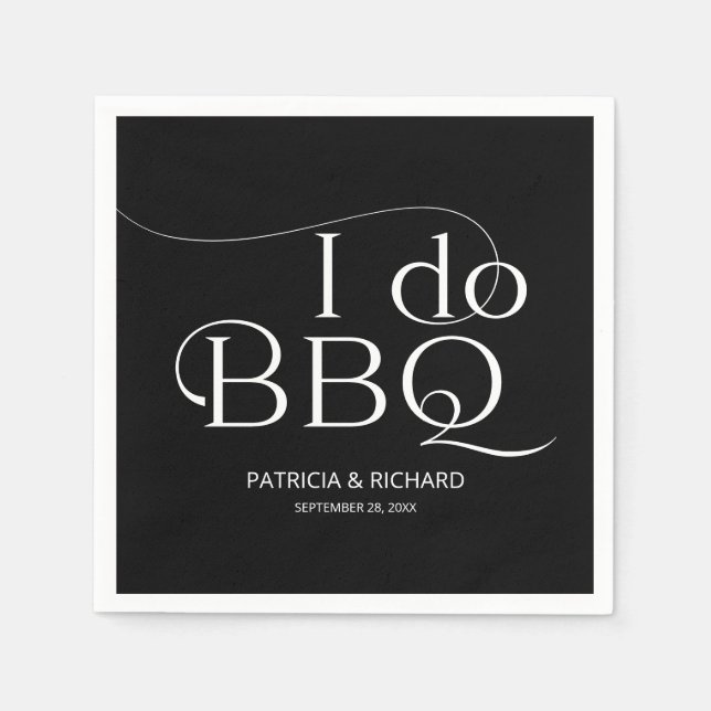 Jag gör BBQ Förlovningsfest Svart Pappersservett (Framsidan)