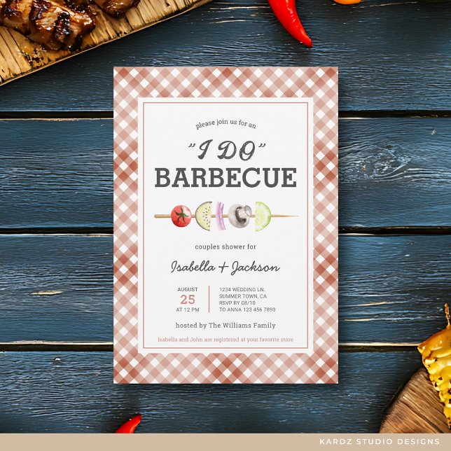 Jag gör BBQ Grillfest Bröllopsdusch Inbjudan (Personalize with your info, choose corner and paper style.)