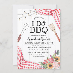 Jag gör BBQ-inbjudan för parbröllopsfest med rött Inbjudningar