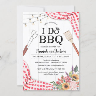 Jag gör BBQ-inbjudan för parbröllopsfest med rött Inbjudningar