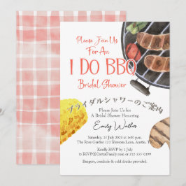 Jag gör BBQ Möhippa Grill Red Gingham Avslappnad Inbjudningar