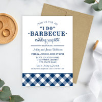 Jag gör BBQ Navy Gingham Bröllopsmottagning