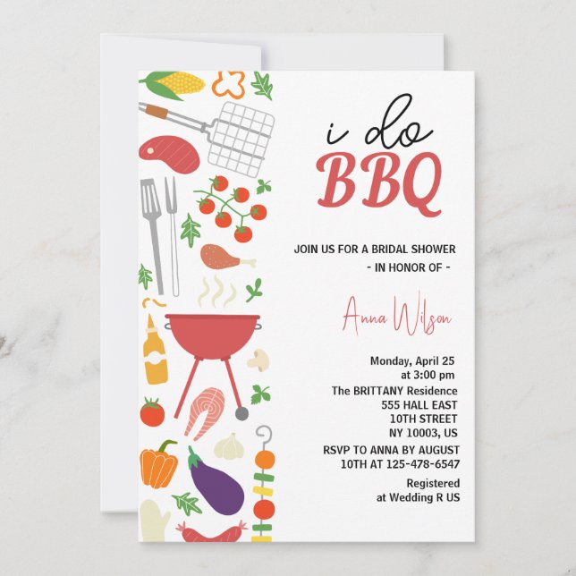 Jag gör BBQ par badkar engagemang Bröllop brud  Inbjudningar (Framsida)