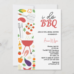 Jag gör BBQ par badkar engagemang Bröllop brud Inbjudningar