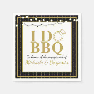 Jag Gör BBQ Par Bröllopsfest Förlovningsfest Pappersservett