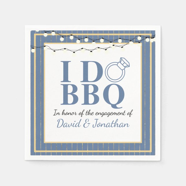 Jag Gör BBQ Par Bröllopsfest HBTQ Förlovningsfest Pappersservett (Framsidan)