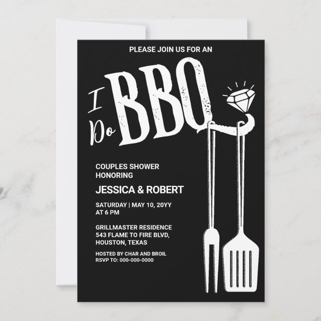 Jag gör BBQ Par Bröllopsfest Inbjudan (Framsida)