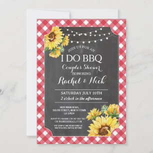 JAG GÖR BBQ Par Bröllopsfest Solros Rutig Inbjudningar