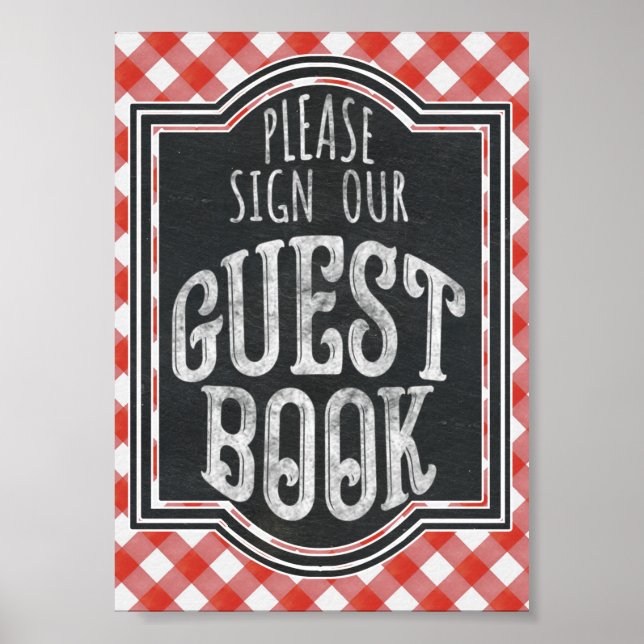 Jag Gör BBQ Par Coed Förlovning Gästbok Sign Poster (Framsidan)