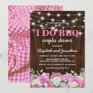 Jag gör BBQ-par middag Rustik rosa blomster Inbjudningar