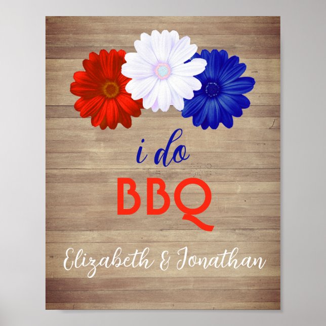 Jag gör BBQ Patriotic Blommigt Poster (Framsidan)