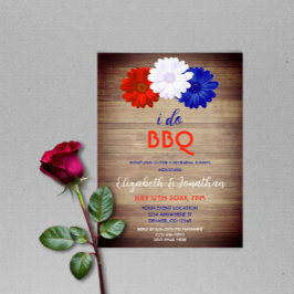 Jag gör BBQ Patriotisk blomsterupprepning middag Inbjudningar