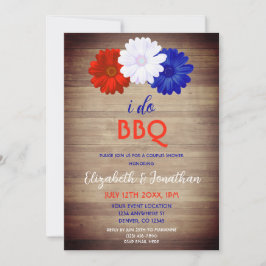 Jag gör BBQ Patriotiska Blommiga Par Bröllopsdusch Inbjudningar