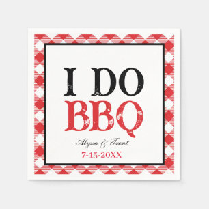 Jag gör BBQ Red Gingham Barbeque Pappersservett