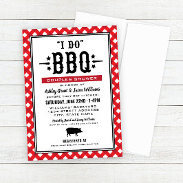Jag gör BBQ Red Gingham Bröllop Par Shower Inbjudningar