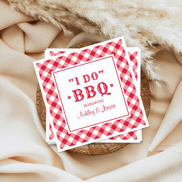 Jag gör BBQ Red Gingham Personligt bröllp Monogram Pappersservett