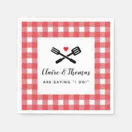 Jag gör BBQ Red Picnic Par Namn Pappersservett