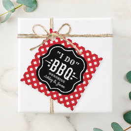 Jag gör BBQ Röd Gingham Bröllop Gåvor Etiketter
