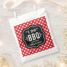 Jag Gör BBQ Röd Gingham Randig Bröllop
