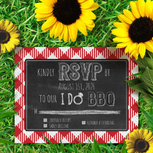 Jag gör BBQ Rött Utomhus Sommar/Vår Bröllop RSVP Tilläggskort