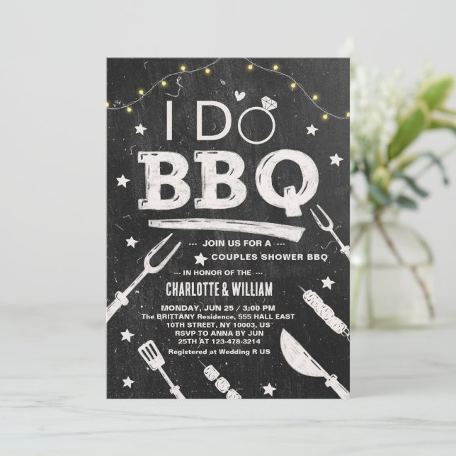 Jag gör BBQ Rustic Couple Förlovning Bröllopsdusch Inbjudningar (Stående Fram)