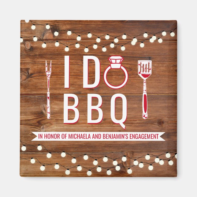Jag gör BBQ Rustic Förlovningsfest Par Shower Magnet (Framsidan)