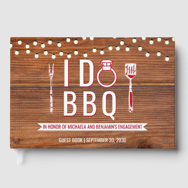Jag Gör BBQ Rustik Förlovningsfest Par Fest Gästböcker (Framsida)