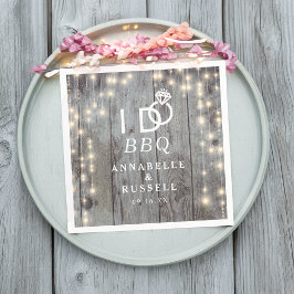 Jag gör BBQ Rustika Ljus Trä Förlovning Pappersservett